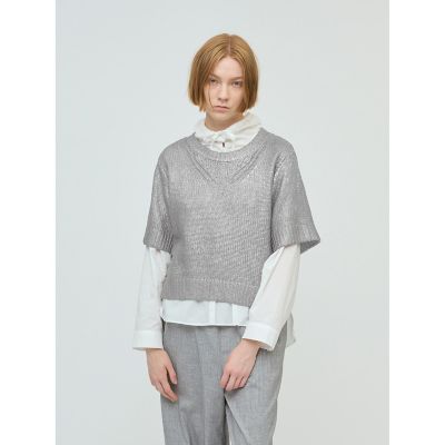＜mizuiro ind (Women)＞ｍｉｚｕｉｒｏ　ｉｎｄ　箔プリントハーフスリーブプルオーバー