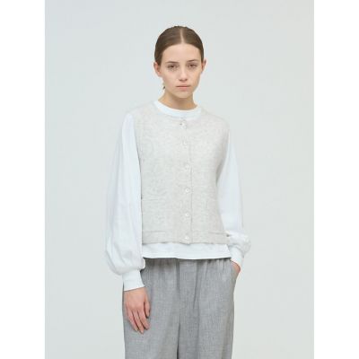 ＜mizuiro ind (Women)＞ｍｉｚｕｉｒｏ　ｉｎｄ　ブークレクルーネックベスト