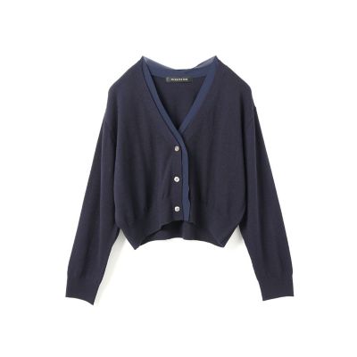 mizuiro ind (Women)/ミズイロインド mizuiro ind シフォンフリルVネックカーディガン ネイビー(77) トップス【三越伊勢丹/公式】