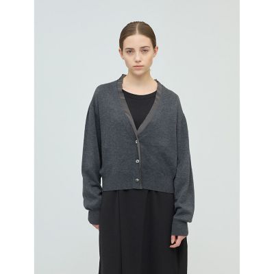 mizuiro ind (Women)/ミズイロインド mizuiro ind シフォンフリルVネックカーディガン ダークグレー(92) トップス【三越伊勢丹/公式】