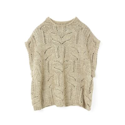 未使用級 mizuiroind ミズイロインド ケーブルサイドリボンベスト 秋冬 mizuiro ind シアーケーブル柄ベスト | mizuiro ind (Women