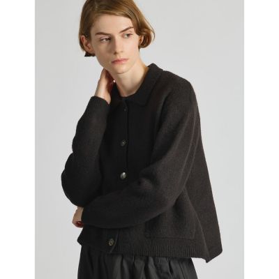 mizuiro ind ハイネックシャツカラーショートカーディガン