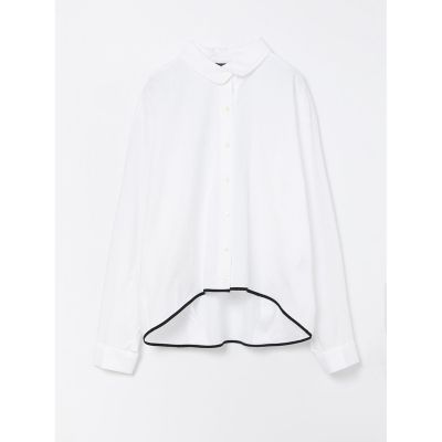 mizuiro ind バイカラーヘムラウンドカラーシャツ | mizuiro