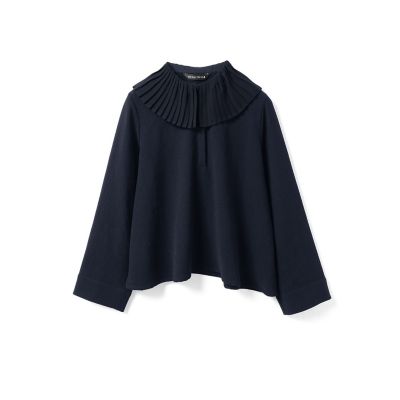 mizuiro ind (Women)/ミズイロインド mizuiro ind プリーツカラーシャツプルオーバー ネイビー(77) トップス【三越伊勢丹/公式】