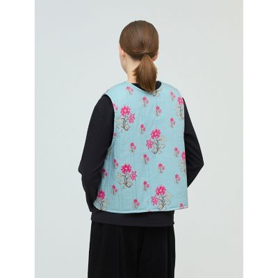 MOI モイ キルトベスト mizuiro ind 2WAYプリントキルティングベスト | mizuiro