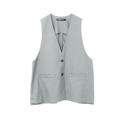 mizuiro ind (Women)/ミズイロインド mizuiro ind ディープVネックワイドベスト ライトグレーA(90A) トップス【三越伊勢丹/公式】