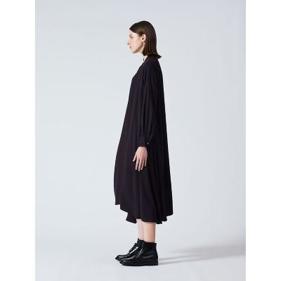 mizuiroindミズイロインド スタンドカラーフレアジレワンピース ブラック mizuiro ind T／Rスタンドカラーフレアワンピース