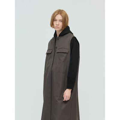 mizuiro ind ポケット付きクルーネックロングジレ