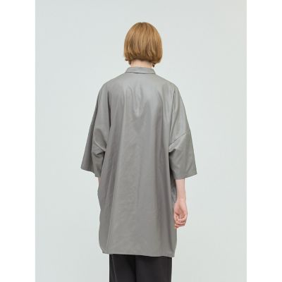 23SS✨mizuiroind ワイドハーフスリーブシャツワンピース 比翼仕立 23SS✨mizuiroind ワイドハーフスリーブシャツワンピース 比翼