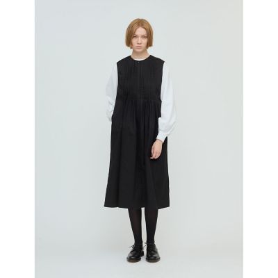 mizuiro ind クルーネックピンタックワンピース