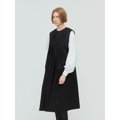 23AW✨極美品✨ミズイロインド ピンタックロングワンピース ブラック 洗える 23AW✨極美品✨ミズイロインド ピンタックロングワンピース