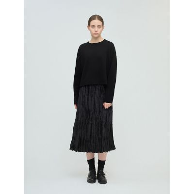 ＜mizuiro ind (Women)＞ｍｉｚｕｉｒｏ　ｉｎｄ　サテンワッシャープリーツスカート