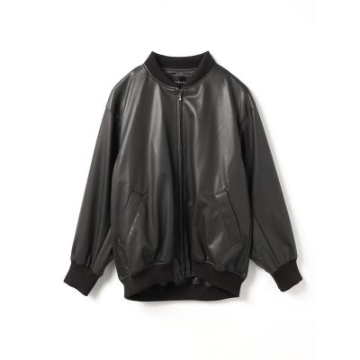 新品タグ付　ミズイロインド　イミテーションレザージップブルゾン 送料無料】mizuiro ind フェイクレザージップブルゾン