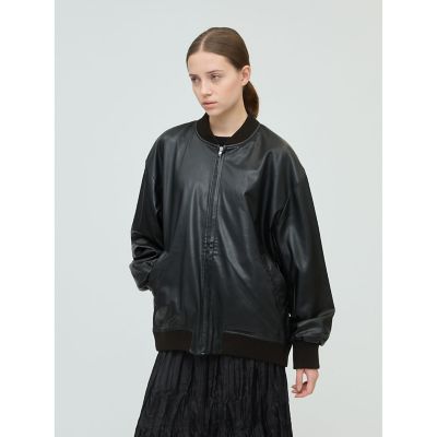 新品タグ付　ミズイロインド　イミテーションレザージップブルゾン 送料無料】mizuiro ind フェイクレザージップブルゾン