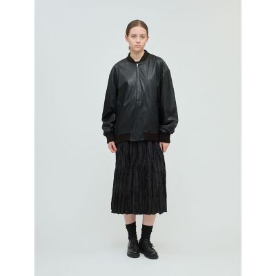 新品タグ付　ミズイロインド　イミテーションレザージップブルゾン 送料無料】mizuiro ind フェイクレザージップブルゾン