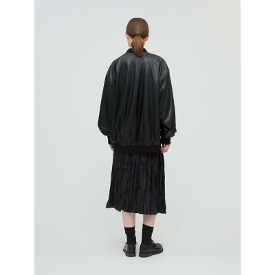 新品タグ付　ミズイロインド　イミテーションレザージップブルゾン 送料無料】mizuiro ind フェイクレザージップブルゾン