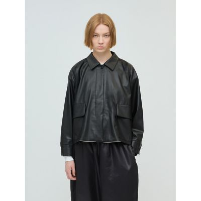 ＜mizuiro ind (Women)＞ｍｉｚｕｉｒｏ　ｉｎｄ　フェイクレザーシャツジャケット