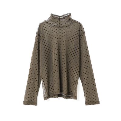 mizuiro ind メッシュドットハイネックプルオーバー