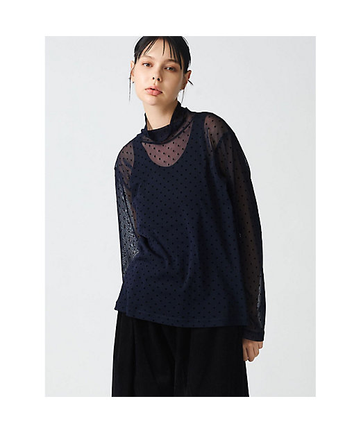 mizuiro ind メッシュドットハイネックプルオーバー mizuiro ind メッシュドットハイネックプルオーバー