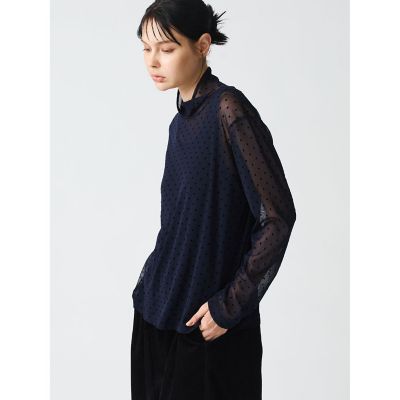 mizuiro ind(ミズイロインド)のメッシュドットクルーネックT通販