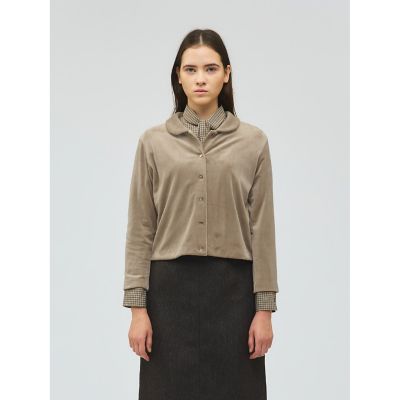 ＜mizuiro ind (Women)＞ｍｉｚｕｉｒｏ　ｉｎｄ　ベロアラウンドカラーシャツ