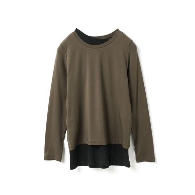 mizuiro ind (Women)/ミズイロインド mizuiro ind レイヤードTシャツ ブラウン*ブラック(44) トップス【三越伊勢丹/公式】