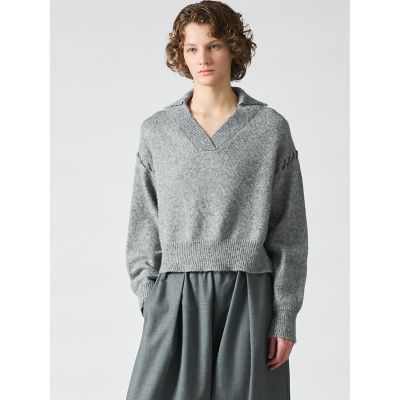 ＜mizuiro ind (Women)＞ｍｉｚｕｉｒｏ　ｉｎｄ　スキッパーハンドステッチショートプルオーバー