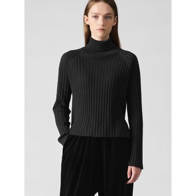 ＜mizuiro ind (Women)＞ｍｉｚｕｉｒｏ　ｉｎｄ　ワイドリブタートルネックプルオーバー