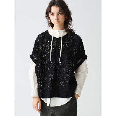 ＜mizuiro ind (Women)＞ｍｉｚｕｉｒｏ　ｉｎｄ　ウェーブヤーンコクーンベスト