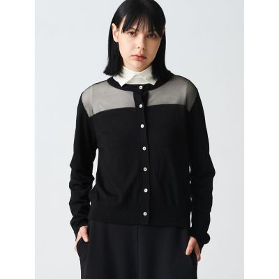 ＜mizuiro ind (Women)＞ｍｉｚｕｉｒｏ　ｉｎｄ　シアーヨークカーディガン