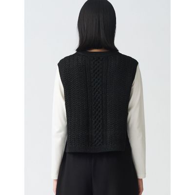mizuiro ind（ミズイロインド） メタリック ヤーン ケーブル ベスト / ニット ウール レディース ラメ llic yarn cable vest mizuiro ind（ミズイロインド） メタリック ヤーン ケーブル