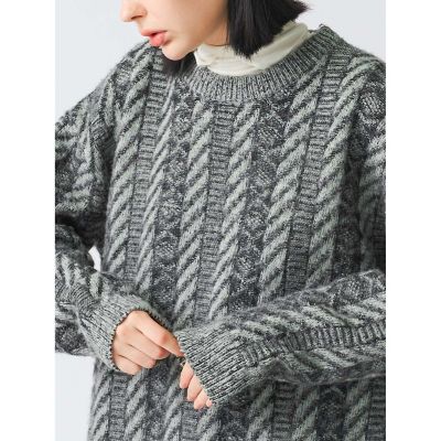 mizuiro ind プレーティングステッチニットクルー