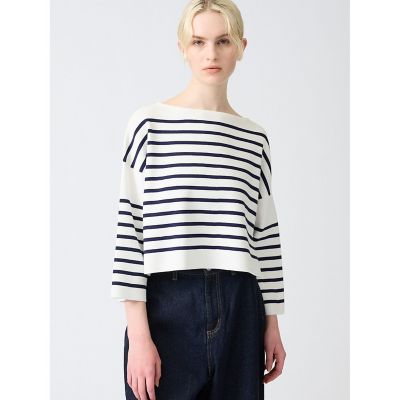 ＜mizuiro ind (Women)＞ｍｉｚｕｉｒｏ　ｉｎｄ　ボーダーショートプルオーバー