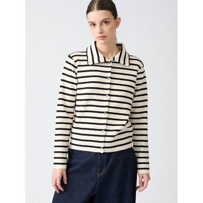 ＜mizuiro ind (Women)＞ｍｉｚｕｉｒｏ　ｉｎｄ　ボーダーハイネックカーディガン