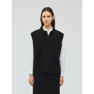 ＜mizuiro ind (Women)＞ｍｉｚｕｉｒｏ　ｉｎｄ　襟付きワイドベスト