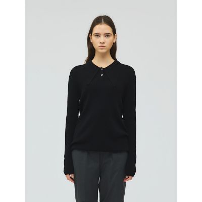 ＜mizuiro ind (Women)＞ｍｉｚｕｉｒｏ　ｉｎｄ　ロングカラーニットポロ