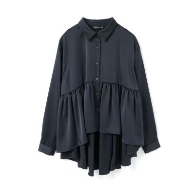 mizuiro ind サテンウエストギャザーシャツ | mizuiro ind