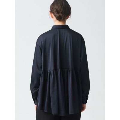 mizuiro ind サテンウエストギャザーシャツ | mizuiro ind