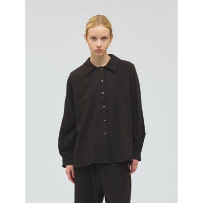 mizuiro ind (Women)/ミズイロインド mizuiro ind ウールブレンドバルーンスリーブチュニックシャツ ブラウンA(44A) トップス【三越伊勢丹/公式】