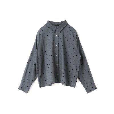 mizuiro ind (Women)/ミズイロインド mizuiro ind フロッキードットプリントシャツ ネイビー(77) トップス【三越伊勢丹/公式】