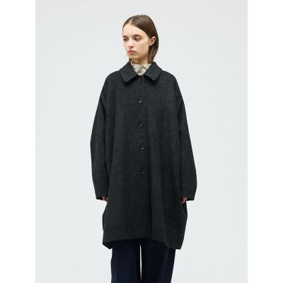 mizuiroind ⿻ ウール ヘリンボーン プルオーバー ワイド ゆったり mizuiro ind ウールブレンドワイドコート | mizuiro ind