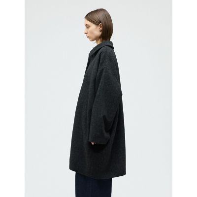 mizuiroind ⿻ ギャザー ワイドコート ウール混 ナチュラル mizuiro ind ウールブレンドワイドコート | mizuiro ind