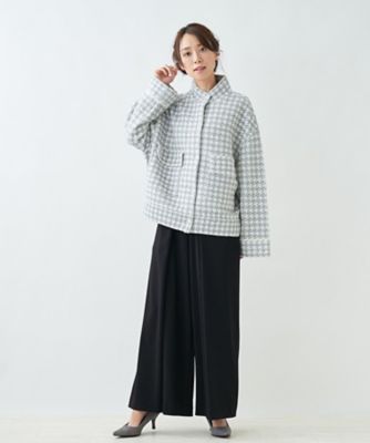 千鳥格子柄スタンドカラージャケット