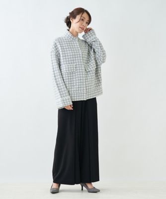 千鳥格子柄スタンドカラージャケット