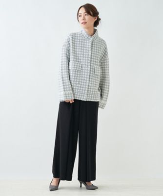 千鳥格子柄スタンドカラージャケット
