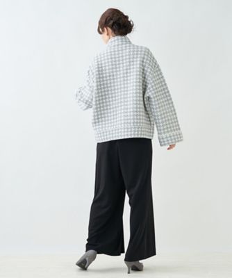 千鳥格子柄スタンドカラージャケット