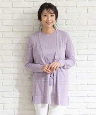 ＜Leilian (Women)＞透かし編みニットカーディガン【ＲＯＣＨＡＳ　Ｐｒｅｍｉｅｒｅ】