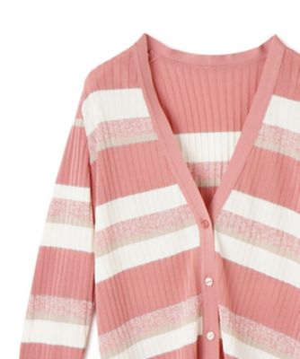 ボーダーVネックニットカーディガン【ROCHAS