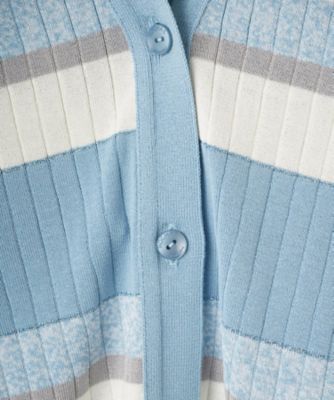 ボーダーVネックニットカーディガン【ROCHAS