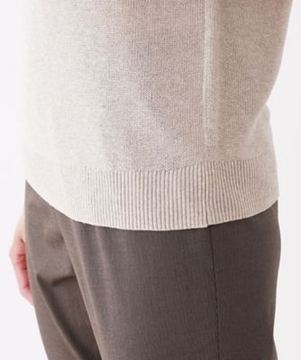 透かし編み切り替えクルーネックニット